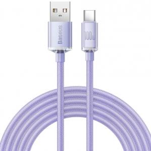 OUTLET: Kabel Baseus Crystal Shine 100W 5A USB-A do USB-C 2m, fioletowy