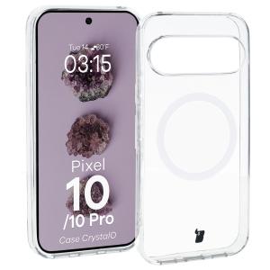 Etui z pierścieniem magnetycznym Bizon Case CrystalO do Google Pixel 10 / 10 Pro, przezroczyste