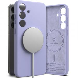 Etui Ringke Silicone Magnetic do MagSafe do Galaxy S25, fioletowe