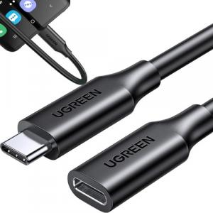 Kabel / przedłużacz do ładowania i przesyłania danych Ugreen 100W, 10Gb/s USB-C (męski) do USB-C (żeński), PD, QC, 1 m, czarny