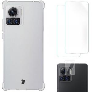 Etui + 2x folia + obiektyw Bizon Case Clear Pack do Motorola Edge 30 Ultra, przezroczyste