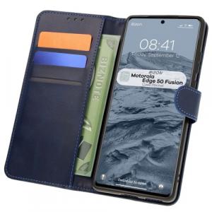 Etui z klapką Bizon Case Pocket do Motorola Edge 50 Fusion, granatowe