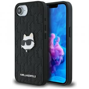 Etui Karl Lagerfeld HardCase Monogram Choupette Head Pin do iPhone 16e, czarne