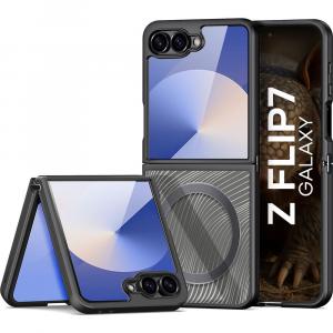Etui Dux Ducis Aimo Mag do MagSafe do Galaxy Z Flip7, przezroczyste z czarną ramką