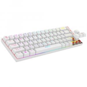 Klawiatura mechaniczna gamingowa, AQIRYS Mira RGB, Bluetooth + 2.4GHz, biała