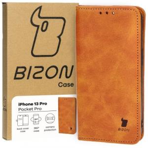 Etui z klapką Bizon Case Pocket Pro do iPhone 13 Pro, brązowe