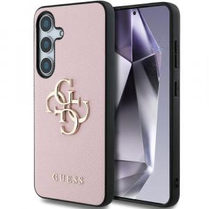 Etui Guess Grained Big 4G Small Classic Logo do Galaxy S25, różowe