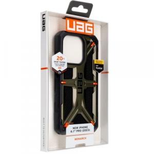 Etui pancerne Urban Armor Gear UAG Monarch do iPhone 15 Pro, zielone z kevlarem