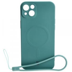 Etui silikonowe z pierścieniem magnetycznym Bizon Case Silicone Magnetic do iPhone 14 Plus, ciemnozielone