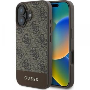 Etui Guess Hardcase 4G Bottom Stripe do iPhone 16 Plus, brązowe