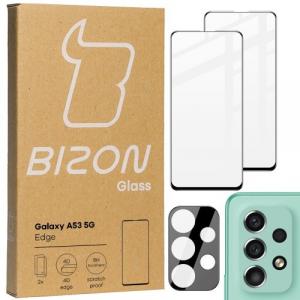 Szkło hartowane Bizon Glass Edge - 2 sztuki + ochrona na obiektyw, Galaxy A53, czarne