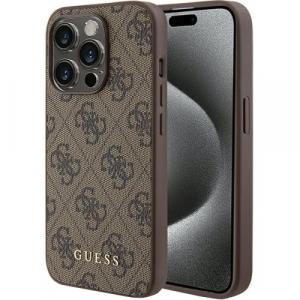 Etui Guess Hardcase 4G Metal Gold Logo do iPhone 15 Pro, brązowe