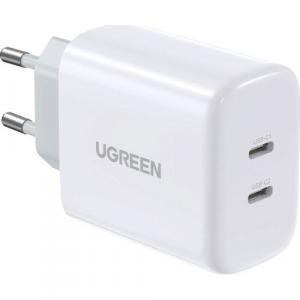 Ładowarka sieciowa do telefonu, tabletu Ugreen 2x USB-C, PD, 40W, biała