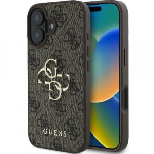 Etui Guess Hardcase 4G Big Metal Logo do iPhone 16 Plus, brązowe