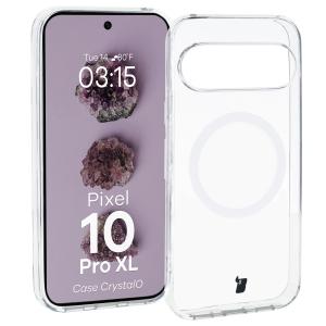 Etui z pierścieniem magnetycznym Bizon Case CrystalO do Google Pixel 10 Pro XL, przezroczyste
