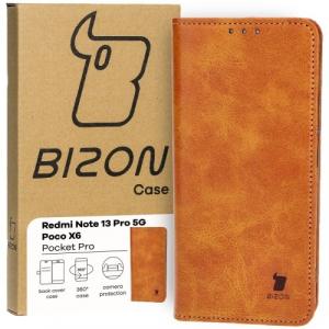 Etui z klapką Bizon Case Pocket Pro do Xiaomi Poco X6 / Xiaomi Redmi Note 13 Pro 5G, brązowe