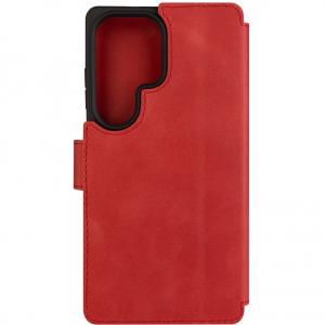 Etui zamykane z naturalnej skóry Fixed ProFit do Galaxy S25 Ultra, czerwone