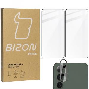 2x Szkło + szybka na aparat BIZON Edge 2 Pack do Galaxy S24 Plus