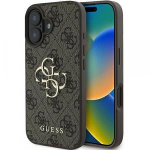 Etui Guess Hardcase 4G Big Metal Logo do iPhone 16, brązowe