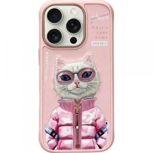 Etui Nimmy Cool&Cute 2.0 Cat do iPhone 16 Pro, różowe z kotkiem