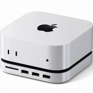 Stacja, hub USB-C, podstawka Satechi Stand and Hub do Mac Mini M4, 3x USB-A / NVMe / SD, srebrna