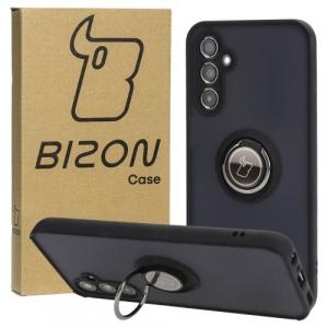 Etui z uchwytem na palec Bizon Case Hybrid Ring do Galaxy M34 5G, przydymione z czarną ramką