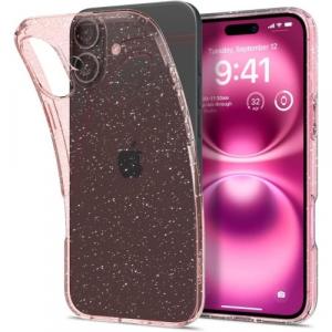 Etui Spigen Liquid Crystal Glitter do iPhone 16, różowe z brokatem