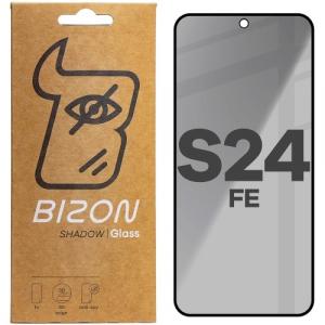 Prywatyzujące szkło hartowane Bizon Glass Edge Shadow do Galaxy S24 FE / A36 5G / A56 5G, przyciemniane z czarną ramką