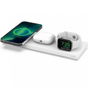 Ładowarka indukcyjna Belkin Boost Pro MagSafe 3-in-1 Qi dla Apple Watch / AirPods / iPhone z MagSafe +AC, biała