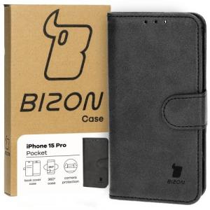 Etui z klapką Bizon Case Pocket do iPhone 15 Pro, czarne