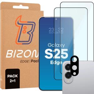 2x Szkło + szybka na aparat BIZON Edge Pack do Galaxy S25 Edge