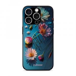 Etui ochronne do iPhone 15 Pro Max, Mobiwear Glossy Case, niebiesko-kwieciste