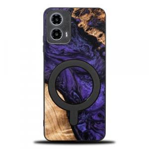 Drewniane etui Bewood Unique - Violet do MagSafe do Motorola Moto G34 5G