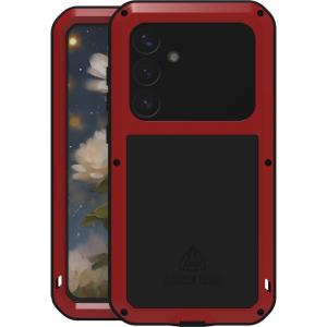 Etui pancerne + szkło LOVE MEI Powerful do Galaxy S25 Plus, czerwone