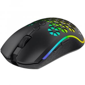 Myszka bezprzewodowa gamingowa RGB, AQIRYS Polaris, 2.4GHz + USB-C, 16K DPI, czarna