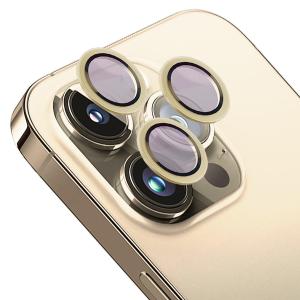 Szkło hartowane na aparat z aplikatorem Bizon Glass Snap Lens do iPhone 14 Pro/14 Pro Max, 1 zestaw, złota ramka