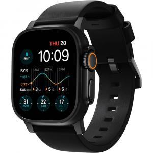 Pasek skórzany Nomad Modern Band do Apple Watch 49/46/45/44 mm, czarny