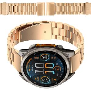 Pasek ze stali nierdzewnej do smartwatcha, Bizon Strap Watch Aura, QuickFit 22 mm, różowozłoty
