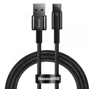 Kabel Baseus Tungsten Gold USB-A do USB-C 100W 480Mb/s 1m, czarny