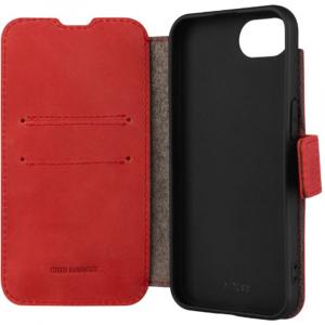 Etui zamykane z naturalnej skóry Fixed ProFit do iPhone 16e, czerwone