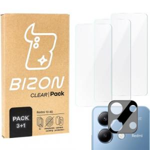 3x Szkło hartowane + szybka na aparat Bizon Clear 2 Pack do Xiaomi Redmi 13 4G