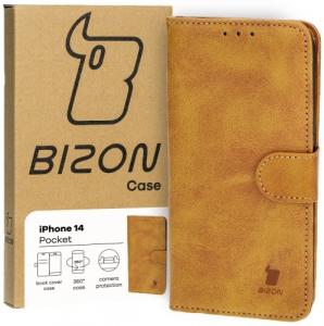 Etui z klapką Bizon Case Pocket do iPhone 14, brązowe