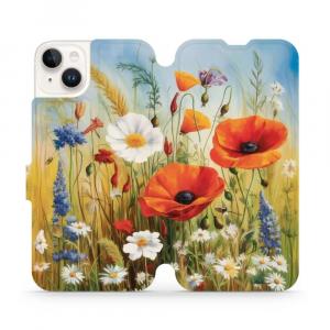 Etui z klapką do iPhone 14 Plus, Mobiwear Book, łąkowe kwiaty