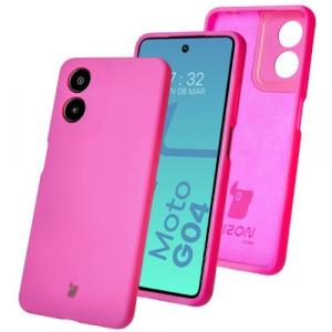 Silikonowe etui Bizon Soft Case do Motorola Moto G04, neonowo-różowe