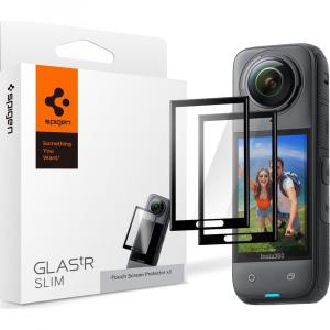 Szkło hartowane na ekran, Spigen Glas.tR Slim 2-Pack do Insta360 X4, czarna ramka