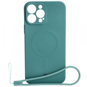 Etui silikonowe z pierścieniem magnetycznym Bizon Case Silicone Magnetic do iPhone 13 Pro Max, ciemnozielone