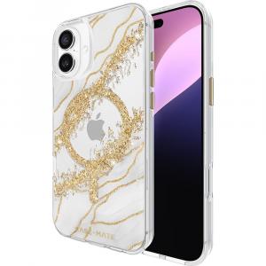OUTLET: Etui Case-Mate Karat Granite MagSafe do iPhone 16 Plus, marmurowe ze złotymi dodatkami