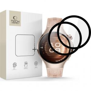 Szkło hybrydowe Tech-Protect Glass Flex+ do Huawei Watch 5, 46mm 2 sztuki, przezroczyste z czarną ramką