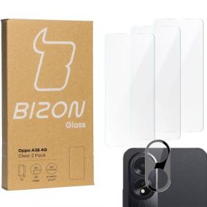 3x Szkło + szybka na aparat BIZON Clear 2 Pack do Oppo A38 4G
