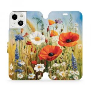 Etui z klapką do iPhone 13, Mobiwear Book, łąkowe kwiaty